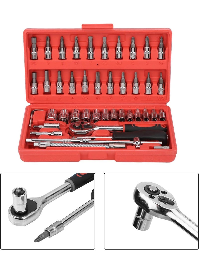 Pamidhar Pamidhar 46 in 1 Pcs tool kit Screwdriver set and Socket Set Wrench Set Multi Purpose Combination Tool Case Precision Socket Set Combination Vanadium Steel  - Image 4