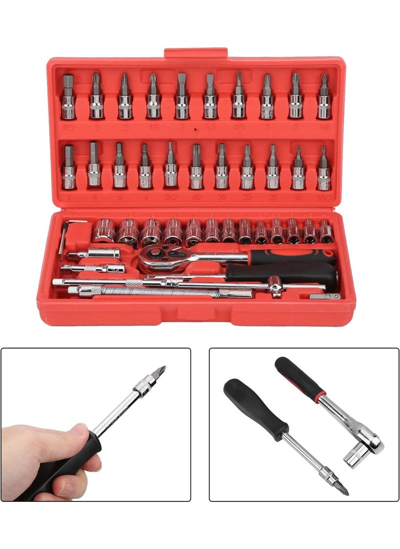Pamidhar Pamidhar 46 in 1 Pcs tool kit Screwdriver set and Socket Set Wrench Set Multi Purpose Combination Tool Case Precision Socket Set Combination Vanadium Steel  - Image 5