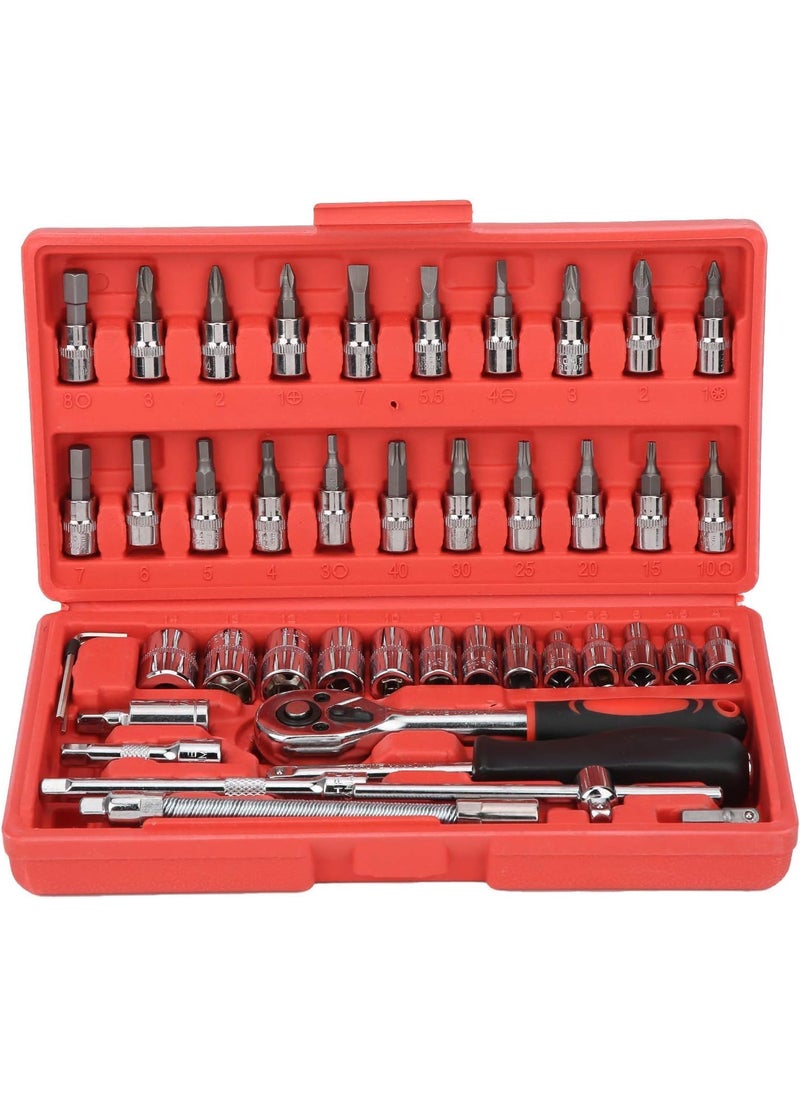 Pamidhar Pamidhar 46 in 1 Pcs tool kit Screwdriver set and Socket Set Wrench Set Multi Purpose Combination Tool Case Precision Socket Set Combination Vanadium Steel  - Image 2