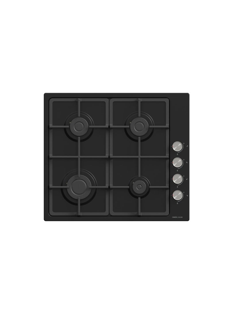 جنرال جولدن طباخ غاز جنرال جولدين مدمج بأربع شعلات، 60×52 سم، سطح فولاذي أسود، احتراق تلقائي، أمان تام - Image 1