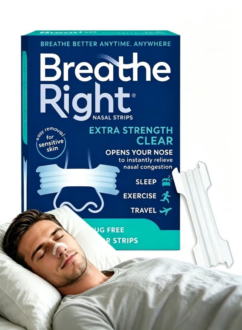 Breathe Right Breathing  Nasal Strips for Nasal Congestion Relief, 44 Count (Pack of 1) - Image 1
