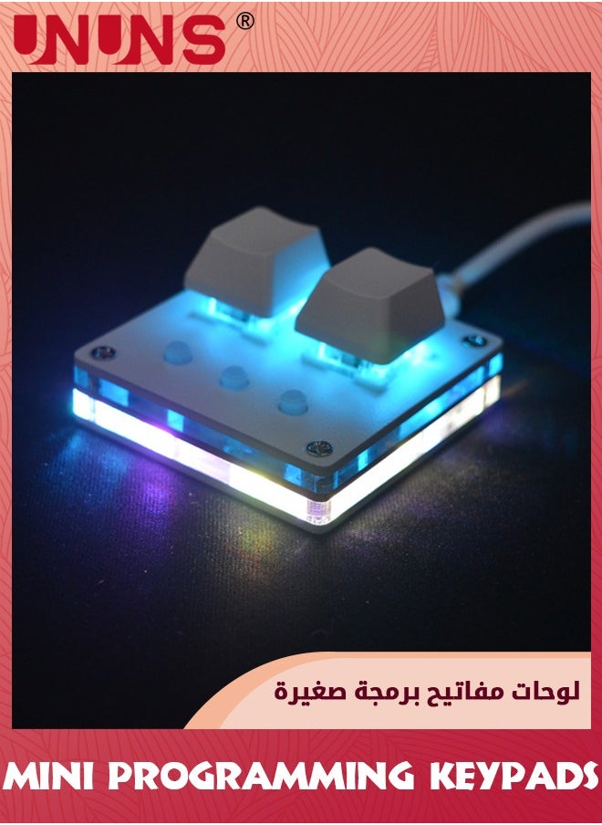 Mini 2-Key OSU Keypad,Hotswap Mechanical Keyboards,Red-axis Gaming USB Keyboard With 3 Quick Action Botton,Programmable Portable Wired One-Handed Keyboard,RGB Keypad For Macros Rhythm Games
