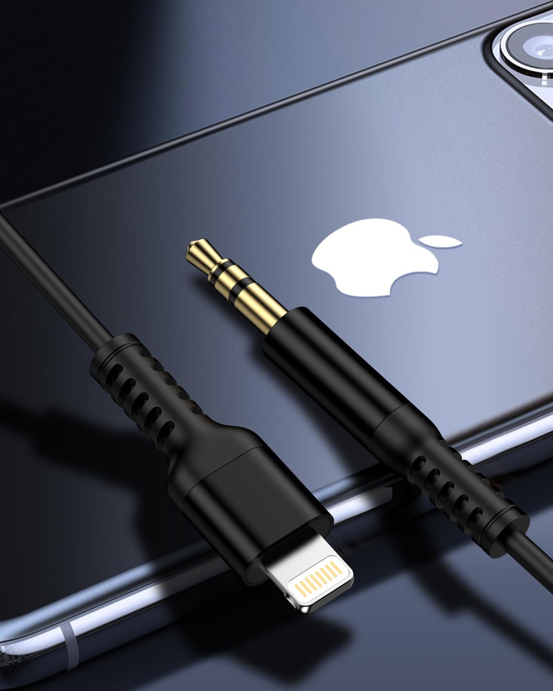 Haoano iPhone Aux Cord, Aux to 3.5mm Coiled Lightning Cable Auxiliar Audio Male Cable for iPhone 14 Pro Max 13 12 11 XS XR 8 Plus, Mfi Certified Apple Auxiliary Ox Wire for Car Home Stereo Speaker Headphone - Image 2
