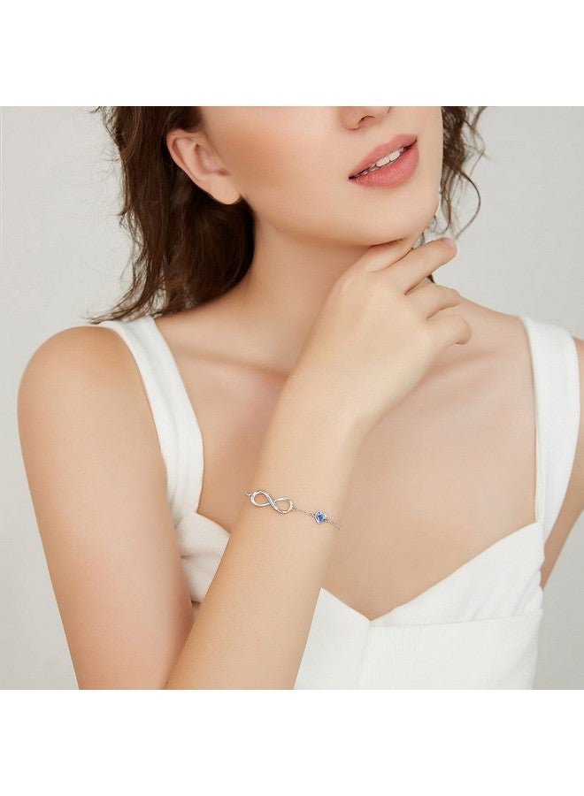 CDE Infinity Heart Symbol Charm Link Bracelet for Women 925 Sterling Silver Adjustable Mother's Day Gift Anniversary Jewelry Christmas Birthday Gifts for Wife Girlfriend Her - Image 1