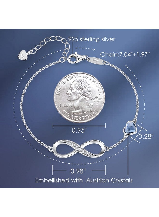CDE Infinity Heart Symbol Charm Link Bracelet for Women 925 Sterling Silver Adjustable Mother's Day Gift Anniversary Jewelry Christmas Birthday Gifts for Wife Girlfriend Her - Image 4