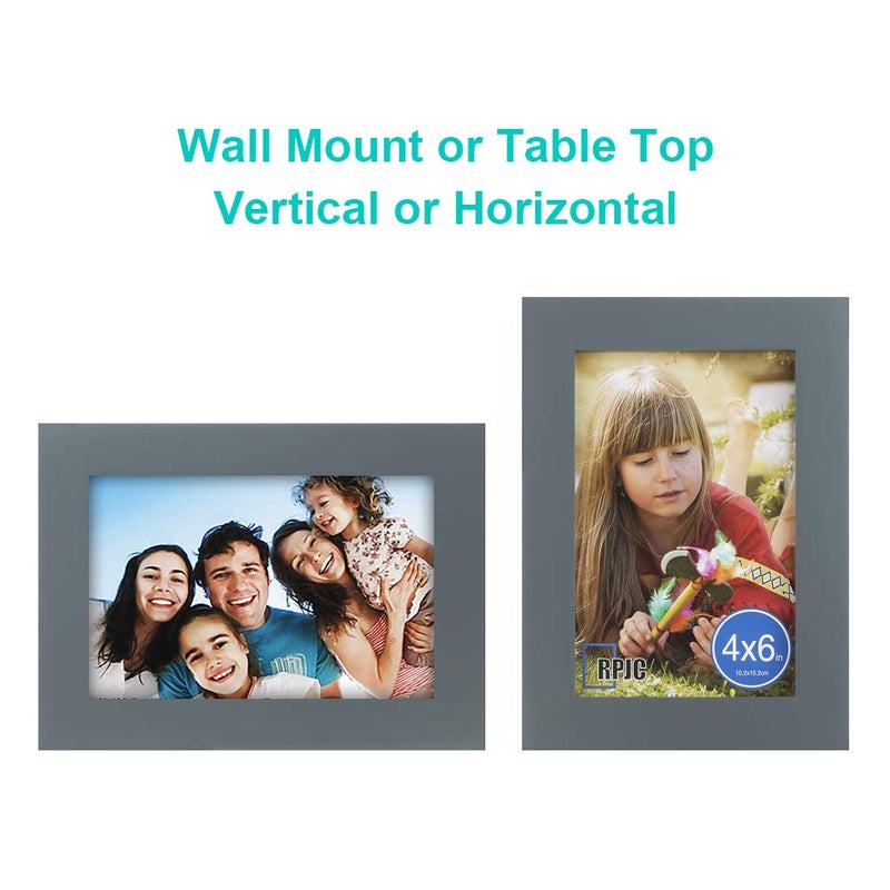 RPJC RPJC 4x6 Picture Frames Made of Solid Wood High Definition Glass for Table Top Display and Wall Mounting Photo Frame Grey - Image 3