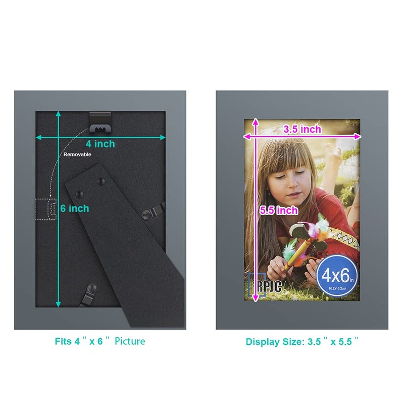 RPJC RPJC 4x6 Picture Frames Made of Solid Wood High Definition Glass for Table Top Display and Wall Mounting Photo Frame Grey - Image 4