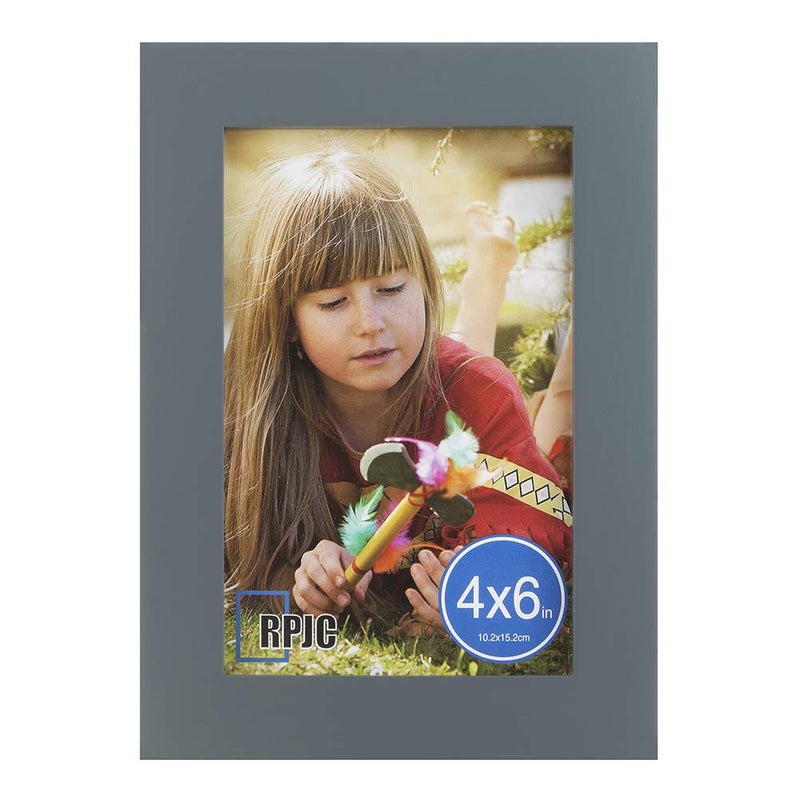 RPJC RPJC 4x6 Picture Frames Made of Solid Wood High Definition Glass for Table Top Display and Wall Mounting Photo Frame Grey - Image 2
