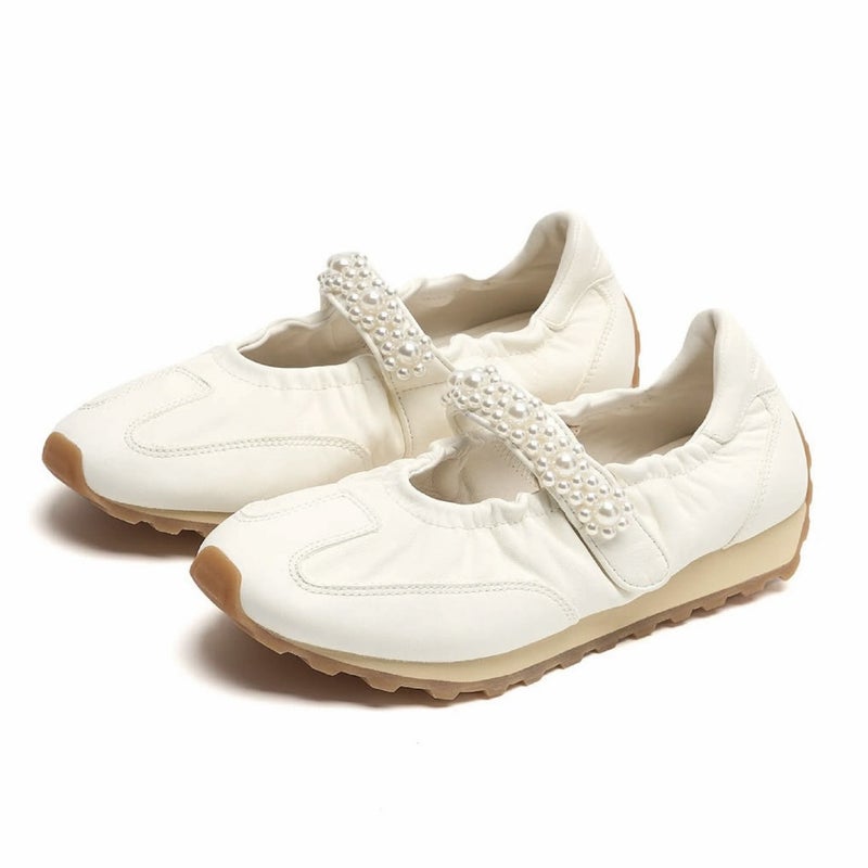 Women's Low Top Sneakers Thick Sole Ballet Velcro Mary Jane - Image 1