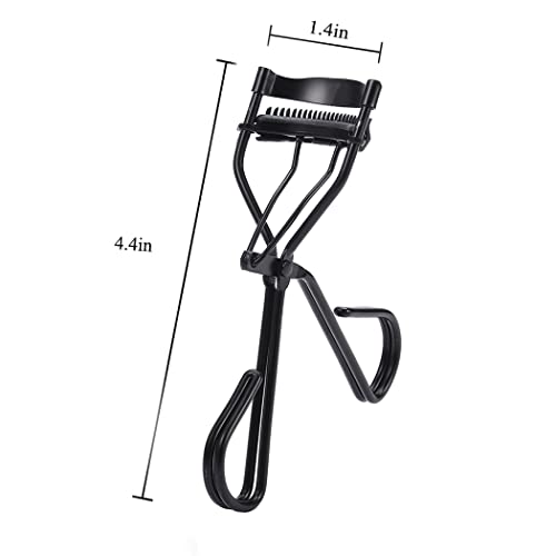 Uranian Eyelash Curlers with Built-in Comb Beauty Eyelashes Curlers Eyelash Cliper with 2 Replacement Silicone Refill Pads Premium Lash Curler Makeup Tool for Women and Girls (2 Black-Black Comb) - Image 5