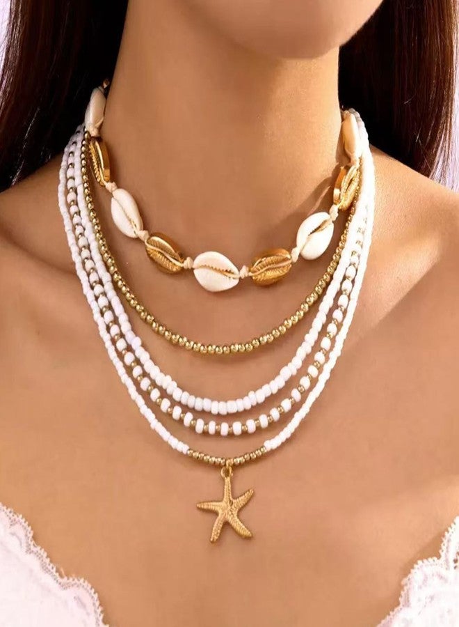 Your Always Charm Seashell Necklace for Women Shell Necklace Summer Outfits for Women Adjustable Layered Sea Shell Charm Necklaces Beach Vacation Essentials Holiday Jewelry, Zinc, No Gemstone - Image 3