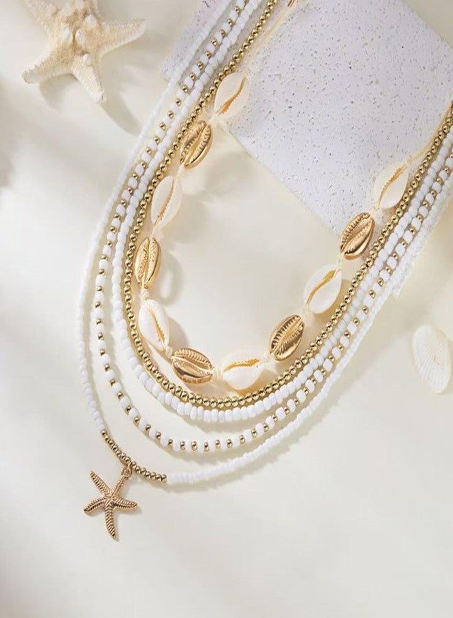 Your Always Charm Seashell Necklace for Women Shell Necklace Summer Outfits for Women Adjustable Layered Sea Shell Charm Necklaces Beach Vacation Essentials Holiday Jewelry, Zinc, No Gemstone - Image 5
