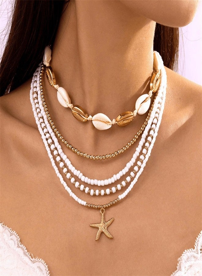 Your Always Charm Seashell Necklace for Women Shell Necklace Summer Outfits for Women Adjustable Layered Sea Shell Charm Necklaces Beach Vacation Essentials Holiday Jewelry, Zinc, No Gemstone - Image 2