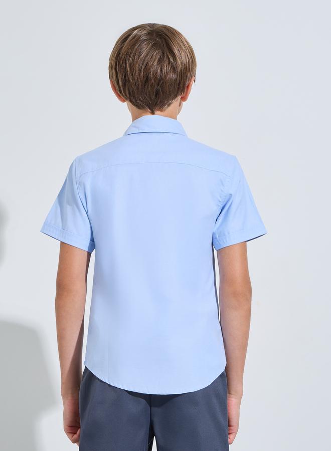 Styli Teen Boys Light Blue Embroidered Short Sleeves Shirt - Image 4