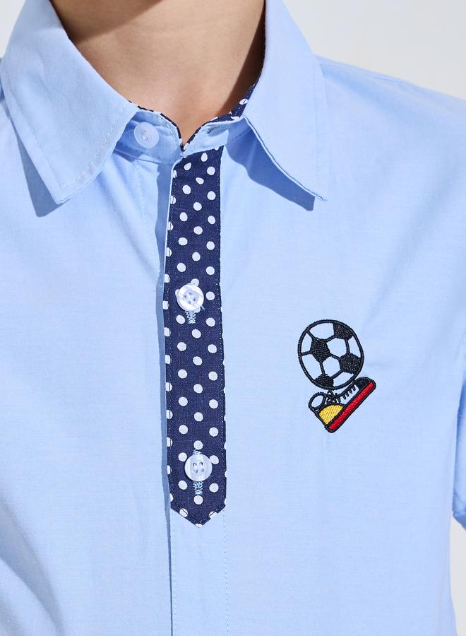 Styli Teen Boys Light Blue Embroidered Short Sleeves Shirt - Image 3