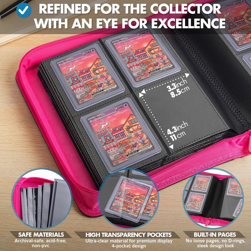 FunGuys Toploader Binder â€“ 4 Pocket Trading Card Binder for 128 Top Loaders, Pokemon Card Binder, MTG, Yugioh, Sports Cards, TCG Storage Album, Zipper Card Collector Folder - Image 3