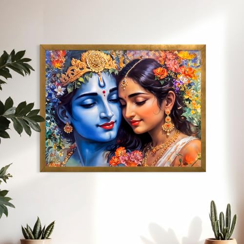 ArtX Canvas Radha Krishna Wall Painting, Big Radha Krishna Photo Frame Painting For Bedroom, Living Room, Multicolor, Abstract, 61.0 X 48.0 cm, Set of 1 - Image 3