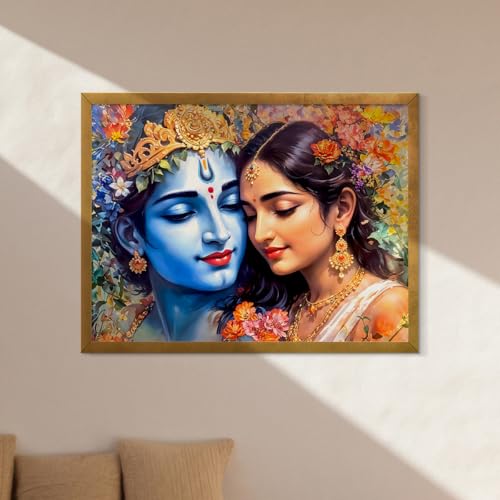 ArtX Canvas Radha Krishna Wall Painting, Big Radha Krishna Photo Frame Painting For Bedroom, Living Room, Multicolor, Abstract, 61.0 X 48.0 cm, Set of 1 - Image 4