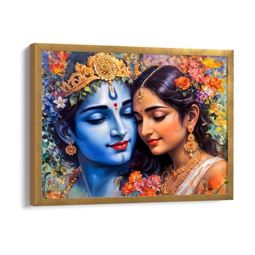 ArtX Canvas Radha Krishna Wall Painting, Big Radha Krishna Photo Frame Painting For Bedroom, Living Room, Multicolor, Abstract, 61.0 X 48.0 cm, Set of 1 - Image 1