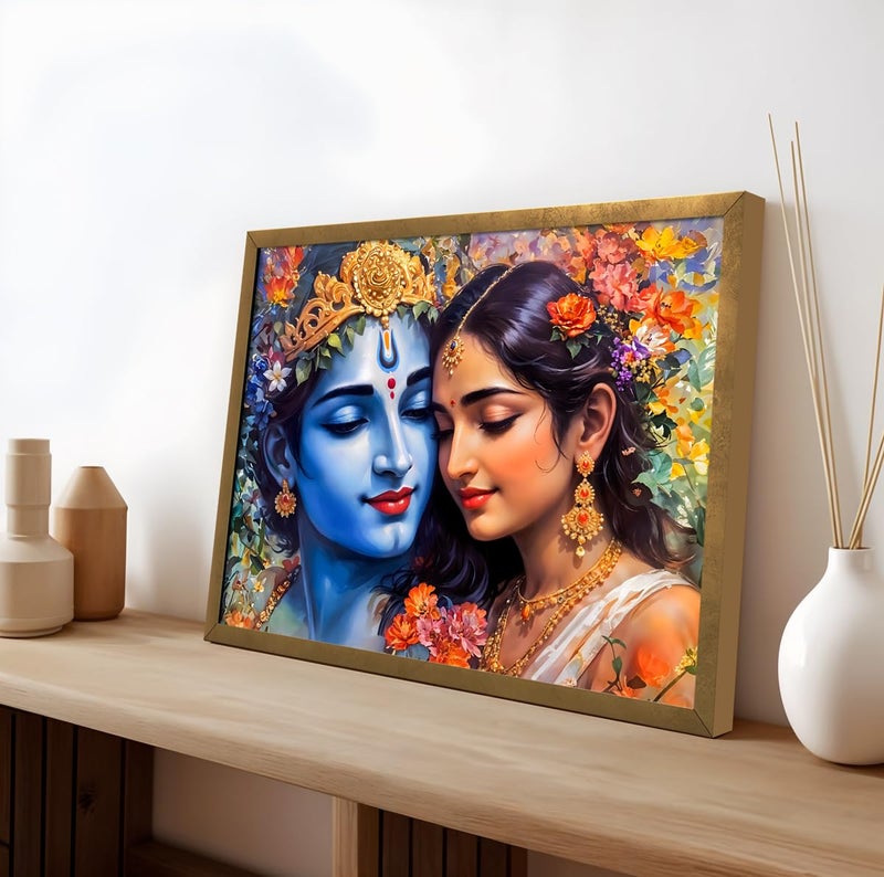ArtX Canvas Radha Krishna Wall Painting, Big Radha Krishna Photo Frame Painting For Bedroom, Living Room, Multicolor, Abstract, 61.0 X 48.0 cm, Set of 1 - Image 5
