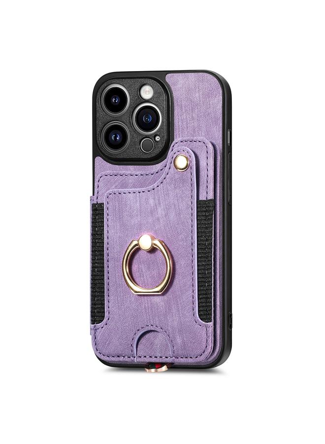 S-TOP Case For iPhone 13 Pro Retro Skin-feel Ring Multi-card Wallet Phone Case - Image 2
