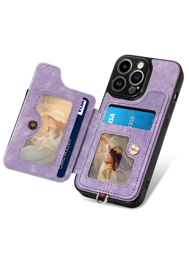 S-TOP Case For iPhone 13 Pro Retro Skin-feel Ring Multi-card Wallet Phone Case - Image 3