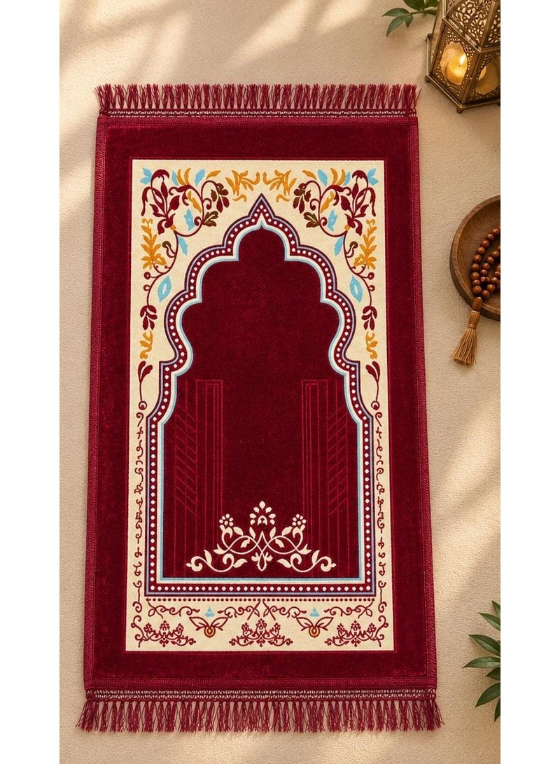 Premium Islamic Janamaz Prayer Mat for Men & Women with Elegant Mihrab Design