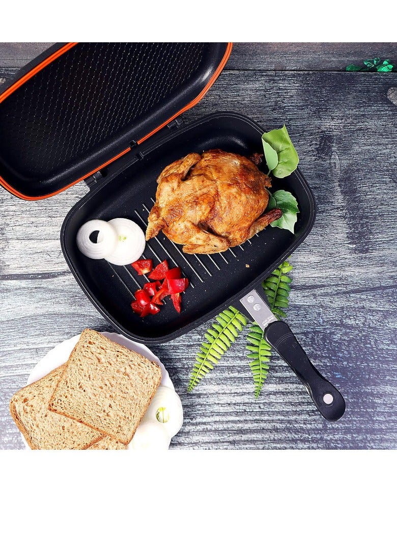 أي كي دي سي مقلاة شواء مزدوجة من الألومنيوم المصبوب من رويال فورد، 32 سم، تصميم من 5 طبقات - Image 3