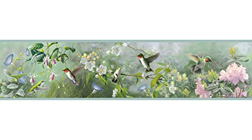 Chesapeake HTM48531B Ruby Green Hummingbird Garden Wallpaper Border - Image 3