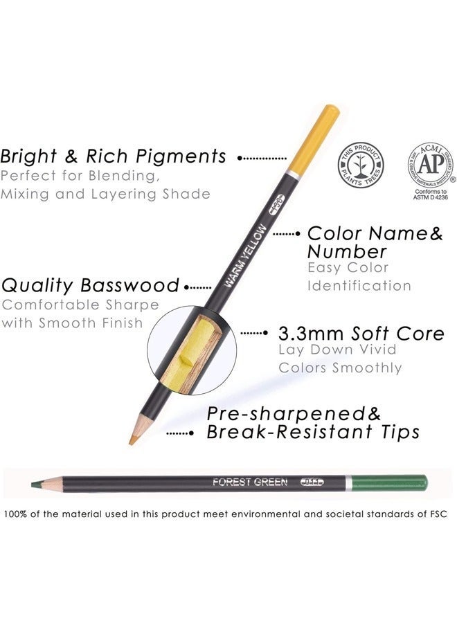 مجموعة 72 قلم تلوين مع قلم رسم إضافي، ممحاة، براية وأنبوب تخزين صديق للبيئة – مثالية للتلوين والرسم والتظليل - Image 4