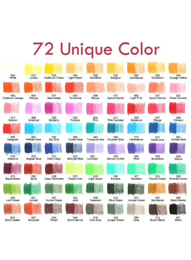 مجموعة 72 قلم تلوين مع قلم رسم إضافي، ممحاة، براية وأنبوب تخزين صديق للبيئة – مثالية للتلوين والرسم والتظليل - Image 2