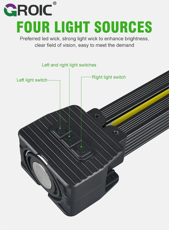 Rechargeable Work Light, Foldable Mechanic Light 7 Modes, Two in One, LED Magnetic Work Flashlights with Hanging Hook for Camping/Car Repair/Garage/Workshop/Emergency