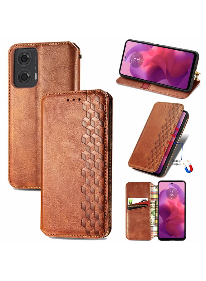 اس-توب جراب لهاتف OnePlus 12R، جراب جلدي مغناطيسي مضغوط بتصميم شبكي مكعب - Image 1