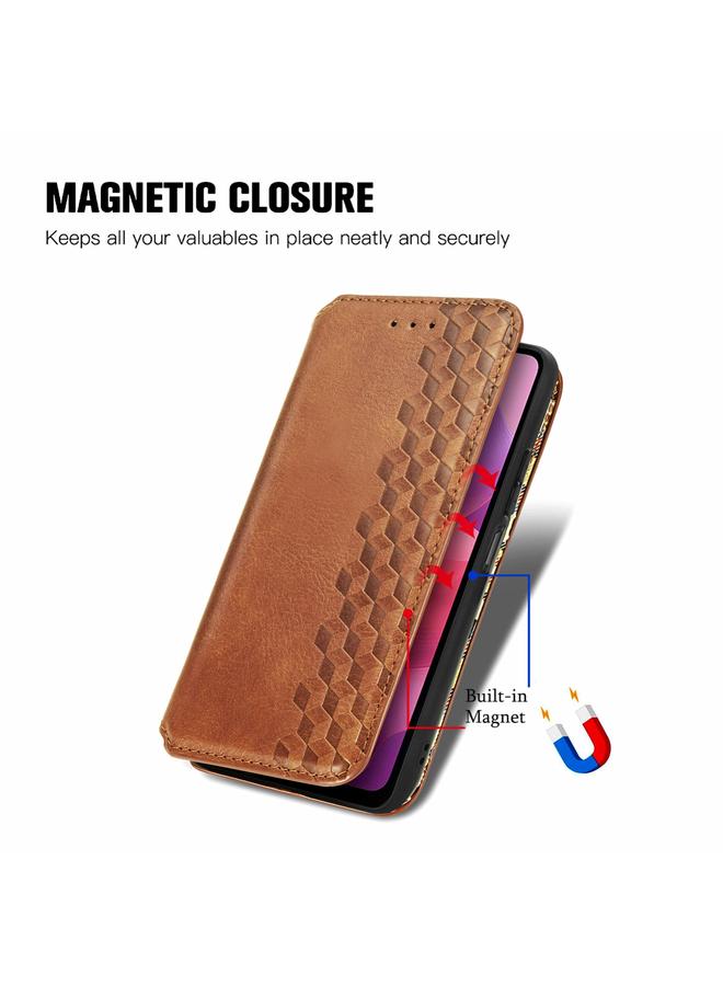 اس-توب جراب لهاتف OnePlus 12R، جراب جلدي مغناطيسي مضغوط بتصميم شبكي مكعب - Image 5