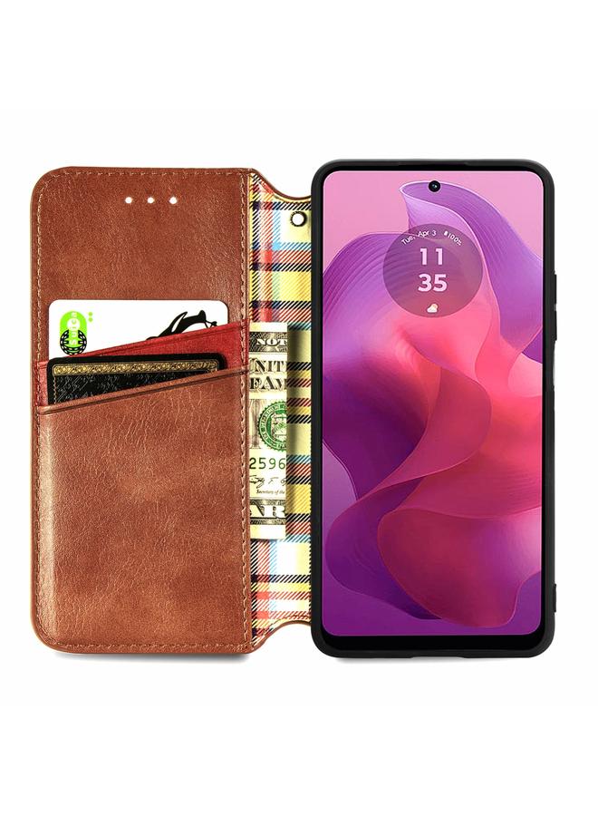 اس-توب جراب لهاتف OnePlus 12R، جراب جلدي مغناطيسي مضغوط بتصميم شبكي مكعب - Image 3