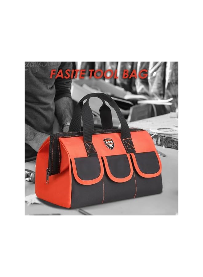 PROMASS promass 14 Inch Wide Mouth Tool Bag, Canvas Tool Bag, Heavy Duty Tool Storage Bag, Large Capacity Tool Tote Bag for Electricians, Power Tool Organizer Pouch, Tool Bags for Men  - Image 5