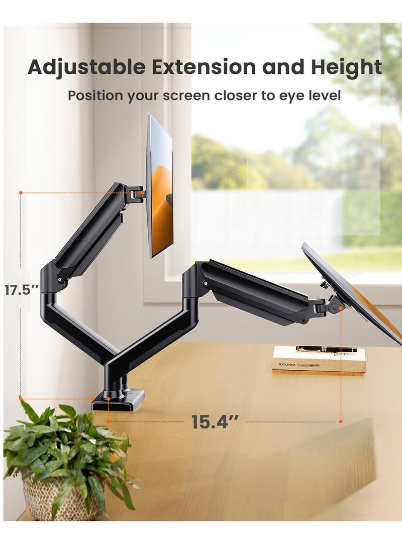 ELTRAZONE Dual Monitor Stand up to 32 inches Screen, Load-Bearing Max 22 lbs Each Arm, Adjustable Dual Monitor Mount, Sturdy Steel vesa Monitor Mount with Stable VESA 75x75 100x100mm - Image 5