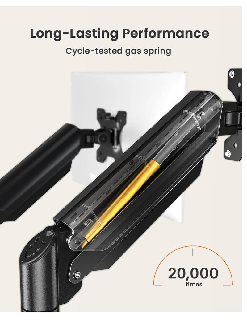 ELTRAZONE Dual Monitor Stand up to 32 inches Screen, Load-Bearing Max 22 lbs Each Arm, Adjustable Dual Monitor Mount, Sturdy Steel vesa Monitor Mount with Stable VESA 75x75 100x100mm - Image 3