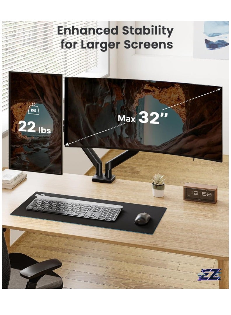 ELTRAZONE Dual Monitor Stand up to 32 inches Screen, Load-Bearing Max 22 lbs Each Arm, Adjustable Dual Monitor Mount, Sturdy Steel vesa Monitor Mount with Stable VESA 75x75 100x100mm - Image 2