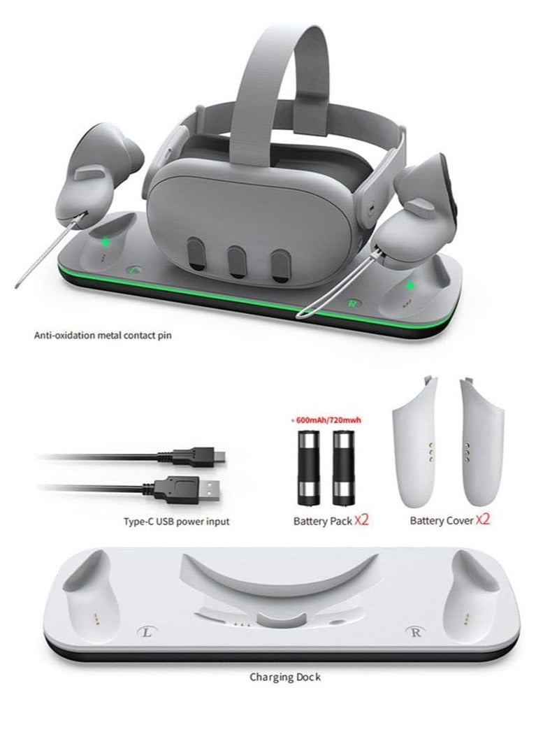 Charging Station for Quest 3, Charging Station for Quest 3 Accessories, Headset and Controller, Wall Mount, Charging Station for Quest 3, White - Image 3