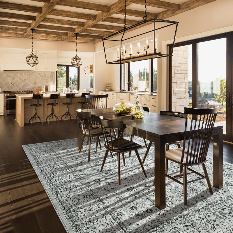 Goideal Washable Rug 4x6, Gray Area Rugs Non Slip, Indoor Low Pile Carpet with Rubber Backing for Living Room Kitchen Bathroom Entryway Office Bedroom - Image 3