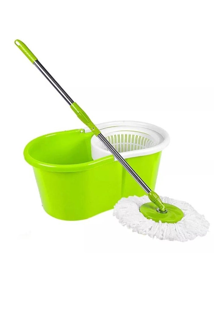 BAIG 360° Spin Mop Bucket Sets with Wring System in Microfiber Heads, Stainless Steel Basket 61" Extended Handle Floor Cleaning - Image 1