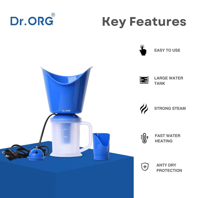Dr. ORG 3 in 1 steamer for cold and cough (BLUE) & Digital Thermometer (BLUE) vaporizer steamer for FACIAL Professional Facial Steamer (120 W) - Image 2