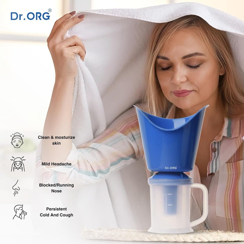 Dr. ORG 3 in 1 steamer for cold and cough (BLUE) & Digital Thermometer (BLUE) vaporizer steamer for FACIAL Professional Facial Steamer (120 W) - Image 3