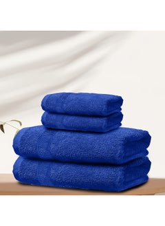 Rest Face Towel And Hand Towel Set Of 4 Blue Cotton Towel Towel Set Includes , 2 Face Towel 30X30Cm /12X12Inch And 2 Hand Towel 50X100Cm , 20X39Inch Hotel Luxury Absorbent Towel  - Image 1