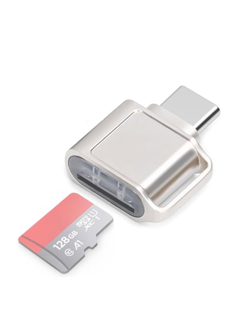 KASTWAVE TF Card Reader, Micro SD Card Reader, Type C TF Memory Card Reader Adapter, Camera Card Viewer, Memory Card Reader, Compatible with Laptops, MacBook, Samsung Galaxy, Silver - Image 1