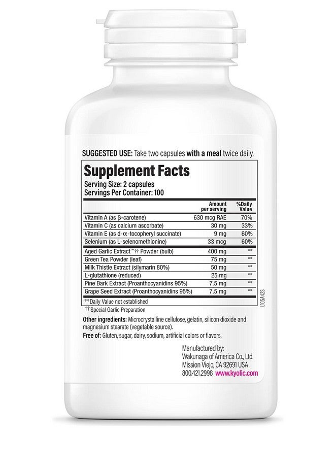 Kyolic Aged Garlic Extract Formula 105, Detox & Anti-Aging, 200 Capsules (Packaging May Vary) - Image 3