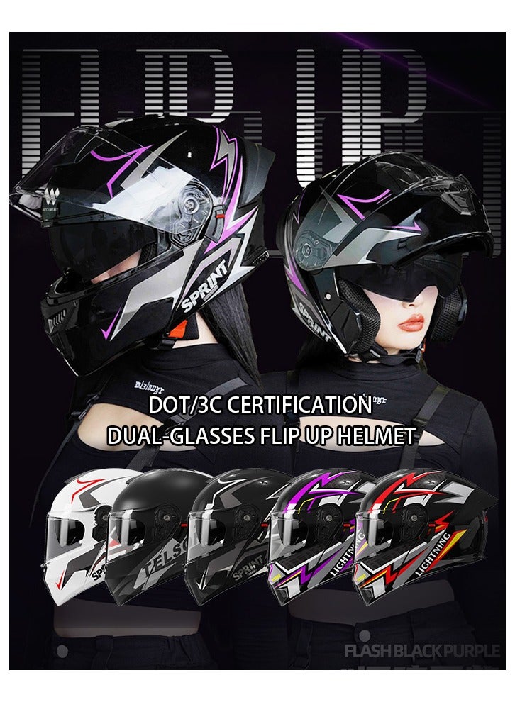 Generic Motorcycle helmet flip up helmet ABS material  DOT qualification fashionable for men and women - Image 2