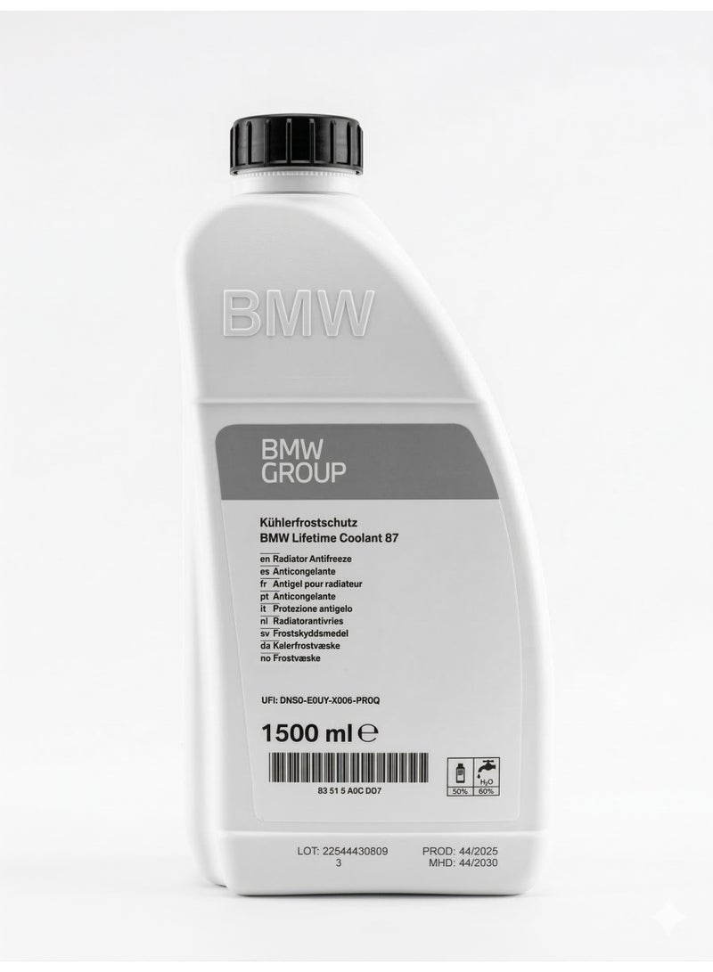 سائل تبريد ومضاد تجمد أصلي بي إم دبليو (BMW Lifetime Coolant 87) - سعة 1500 مل