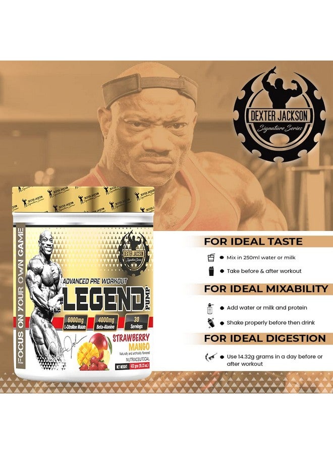 DEXTER JACKSON ديكستر جاكسون ليجند بومب قبل التمرين - نكهة الفراولة والمانجو | تركيبة متقدمة | 432غ، 30 حصة - Image 4